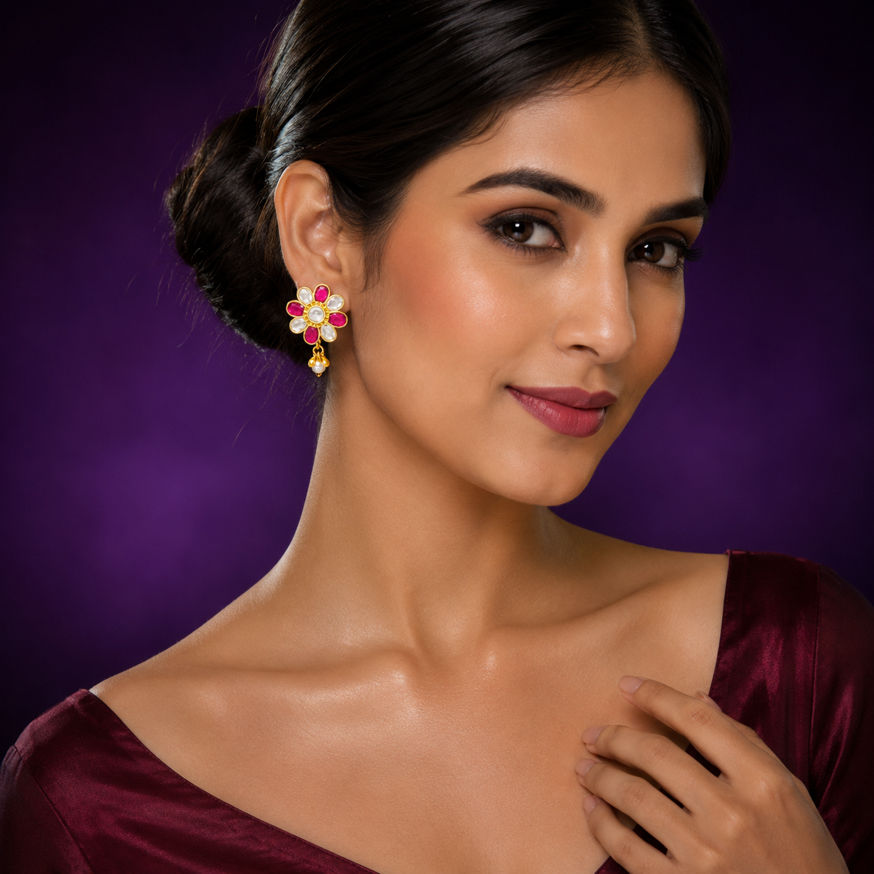 Ruby Gold Plated Earrings