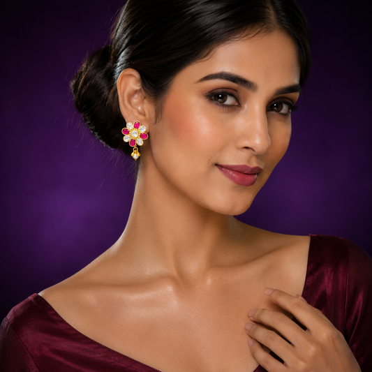 Ruby Gold Plated Earrings