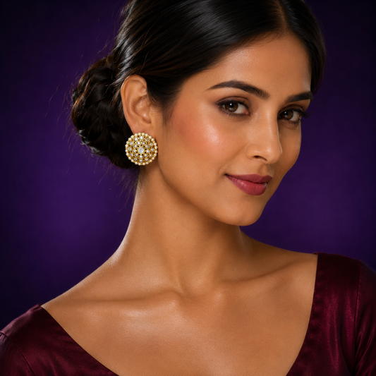 Gold Plated Jadau Kundan Studs