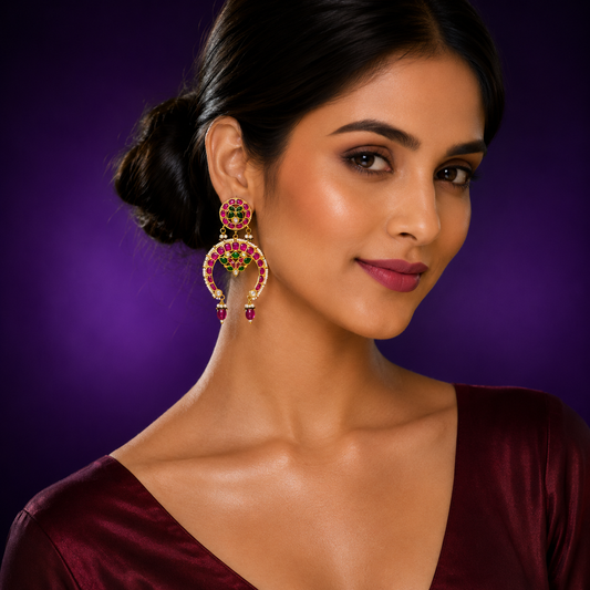 Jadau Multicolored Chandbali Earring
