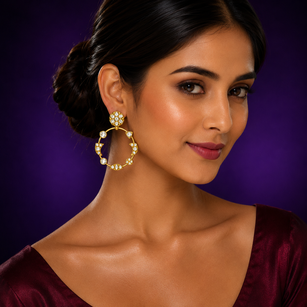 Kundan Hoop Earrings