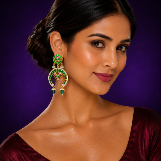 Jadau Ruby Green Chandbali Earring