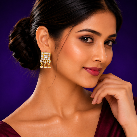 Gold Plated Jadau Kundan Studs