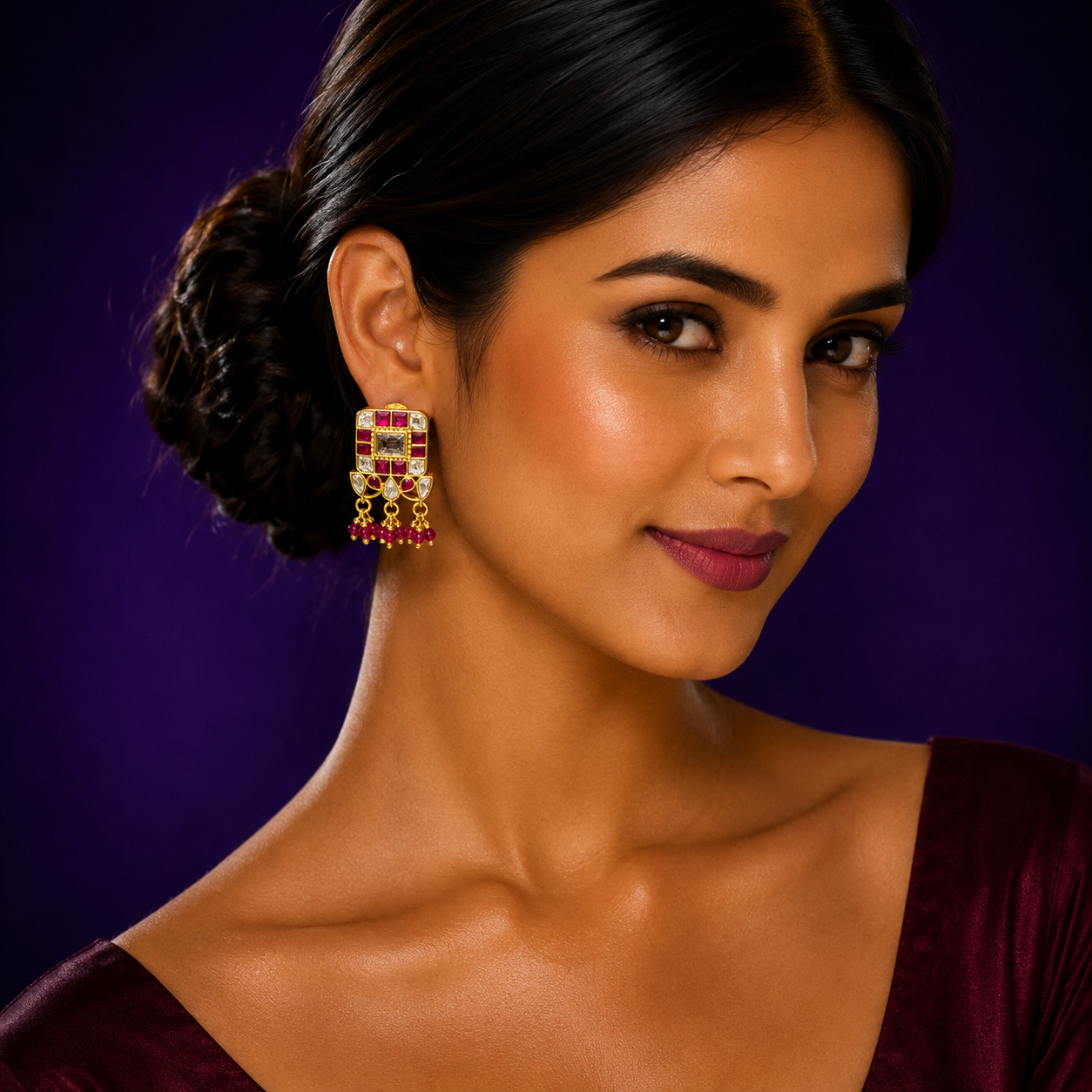 Ruby Jadau Kundan Studs