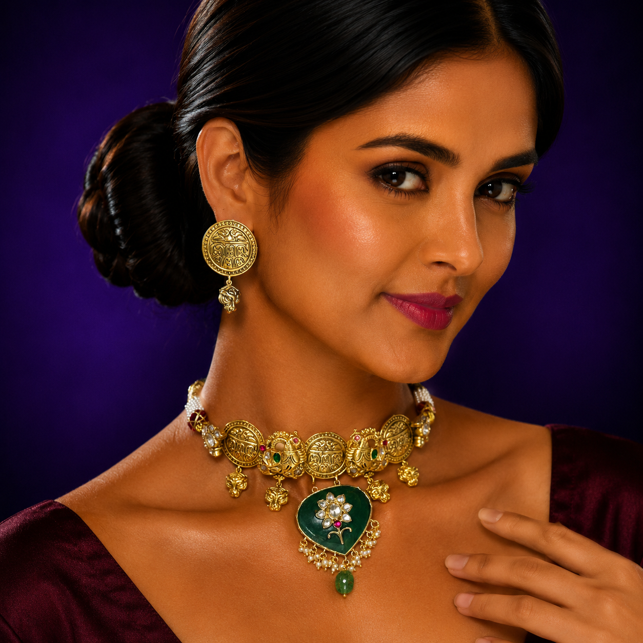 Amarpali Inspired Natural Stone Kundan Choker