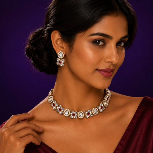 Floral Pink Kundan Choker