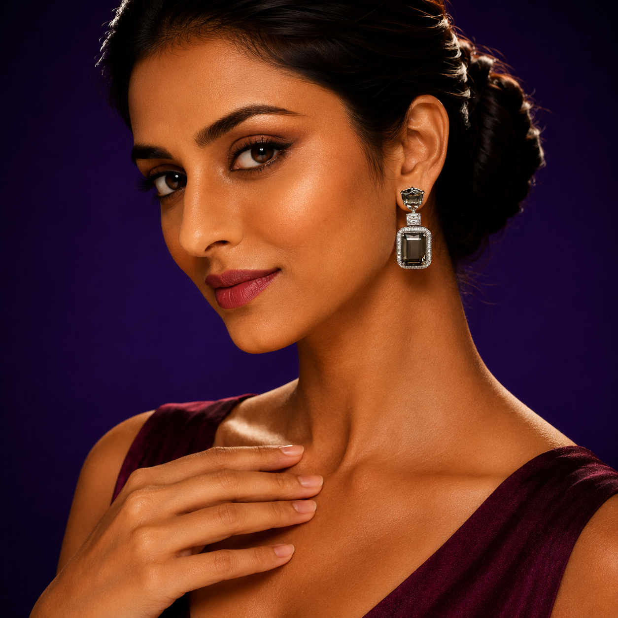 Brown Cz Doublet Earrings
