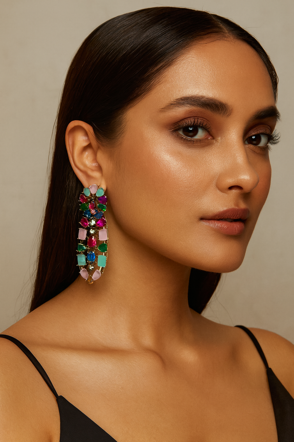 Multicolor Gemstone Statement Earrings for women