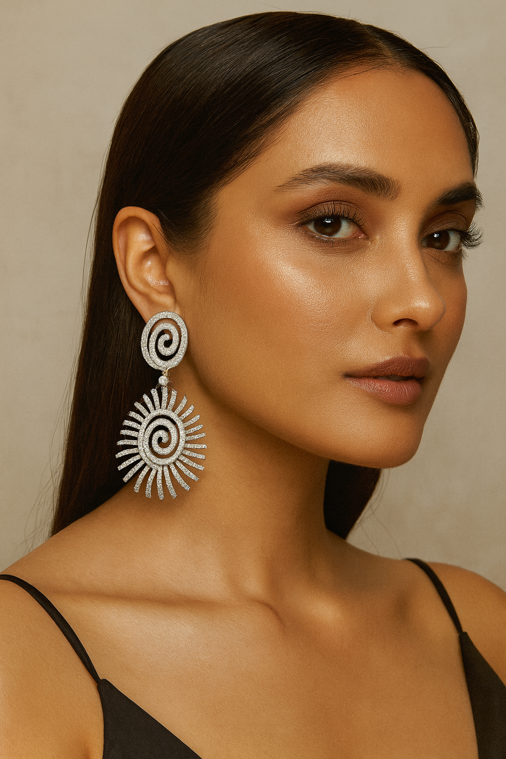 Silver Spiral Sunburst Earrings for women and girl