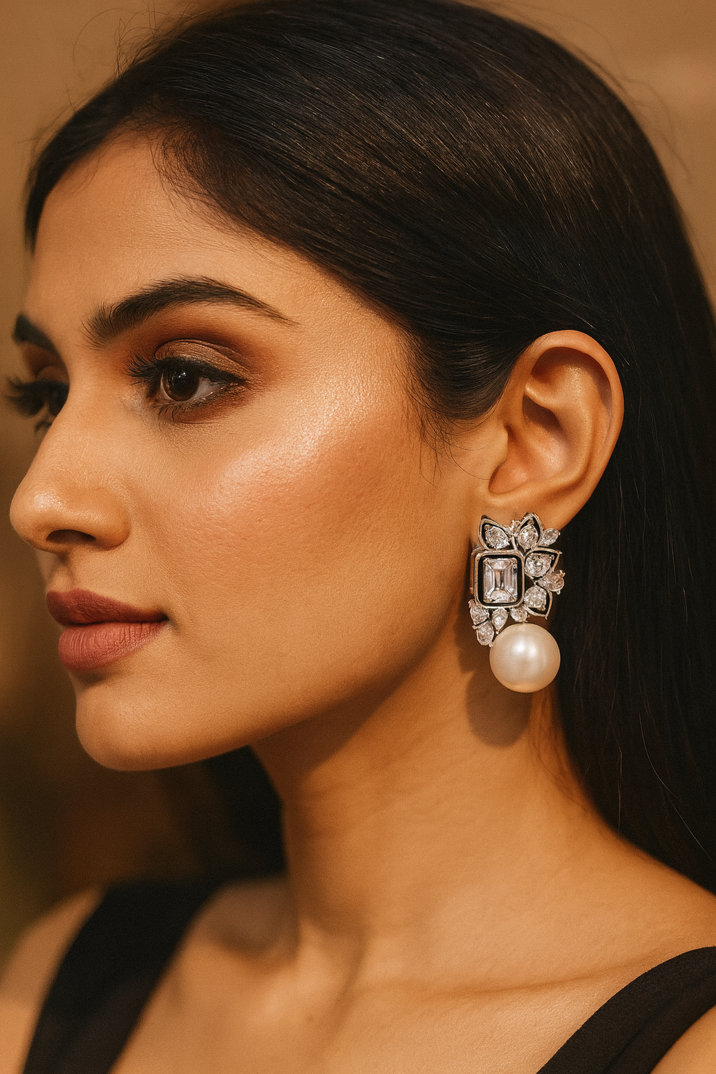 Crystal & Pearl Stud for women and girls