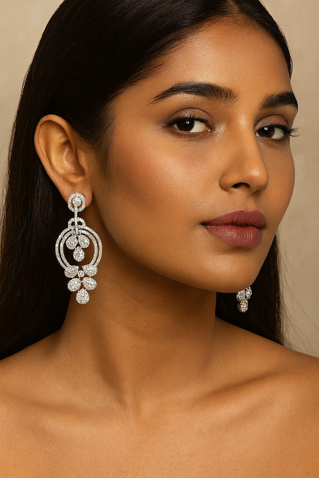 Silver Plated CZ Dangle Earrings with Teardrop Accents