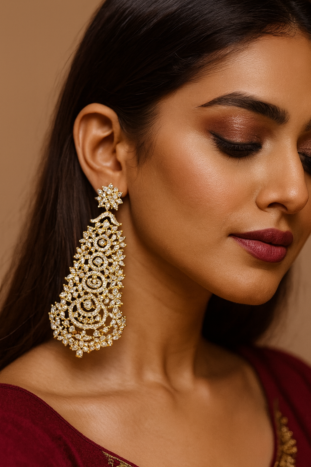Sparkling Long Drop Earrings With Gold Polish for Women