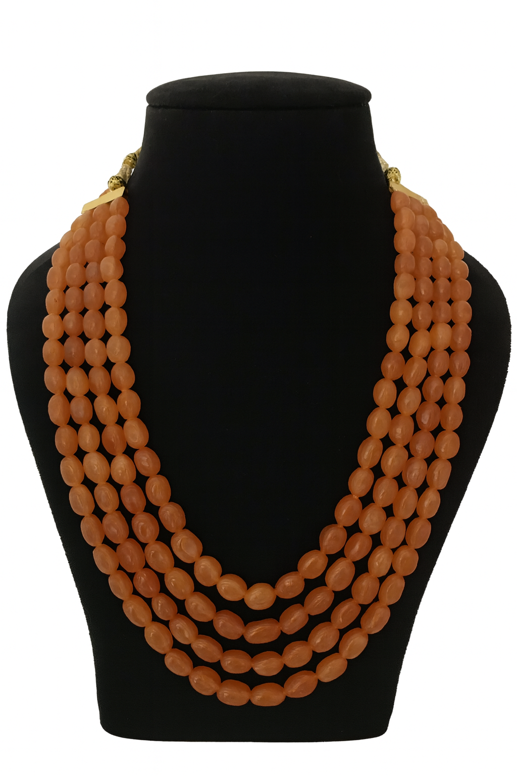 Ethnic Handcrafted Four Layer orange Beaded Cz Mala for Women
