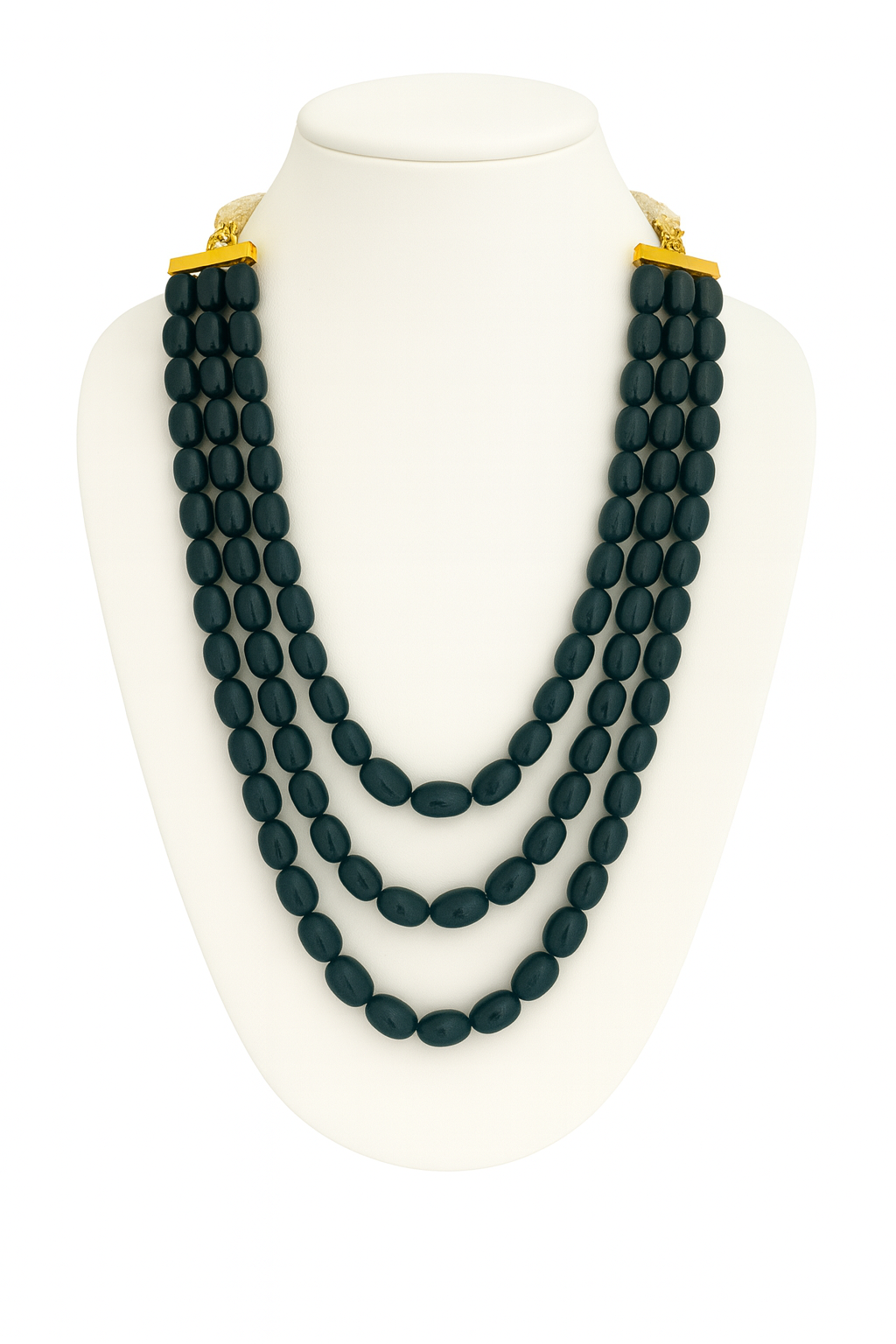 Ethnic Handcrafted three Layer Blue Beaded Cz Mala for Women