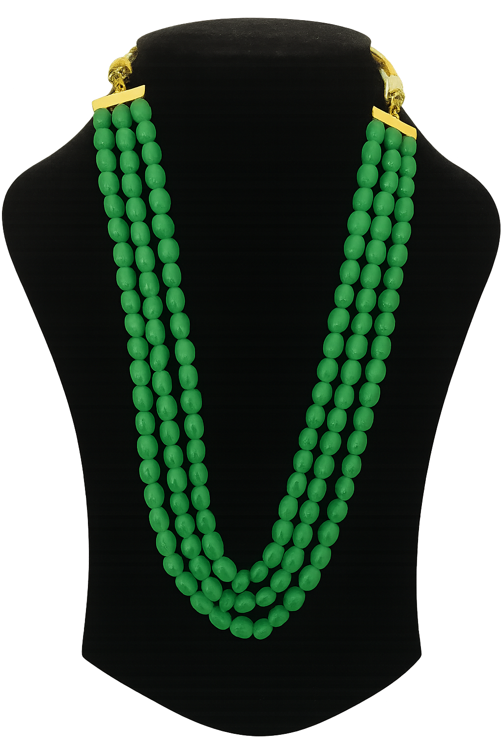 Ethnic Handcrafted three Layer Green Beaded Cz Mala for Women