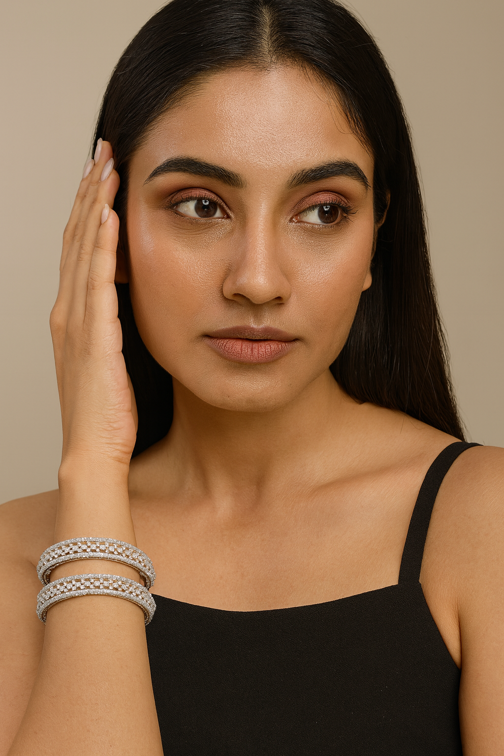 AMERICAN DIAMOND BANGLES WITH GOLD POLISH