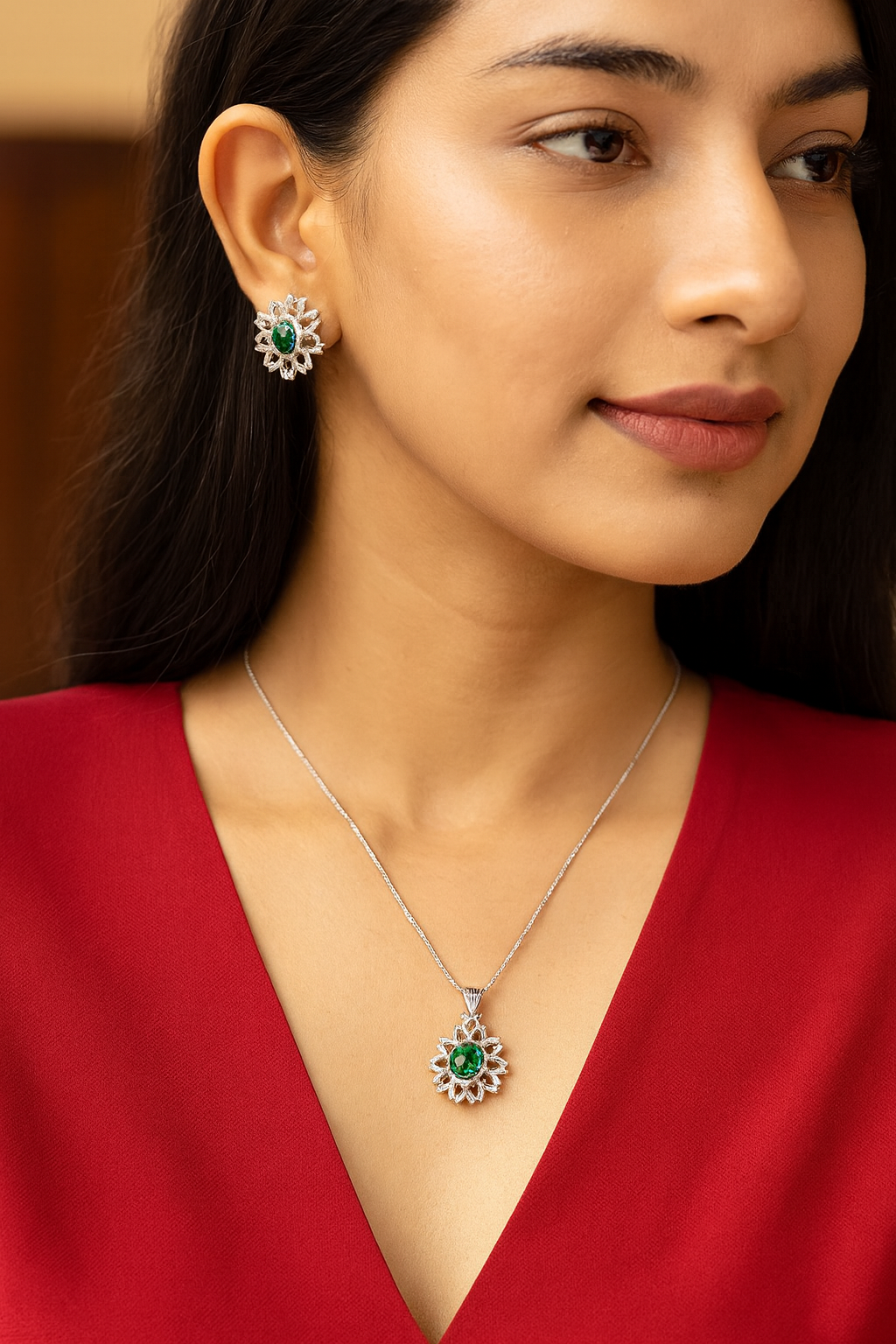 MINT GREEN CLASSIC AD PENDANT SET FOR WOMEN