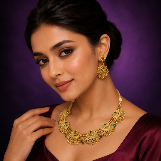 Taste of south necklace in Green stones
