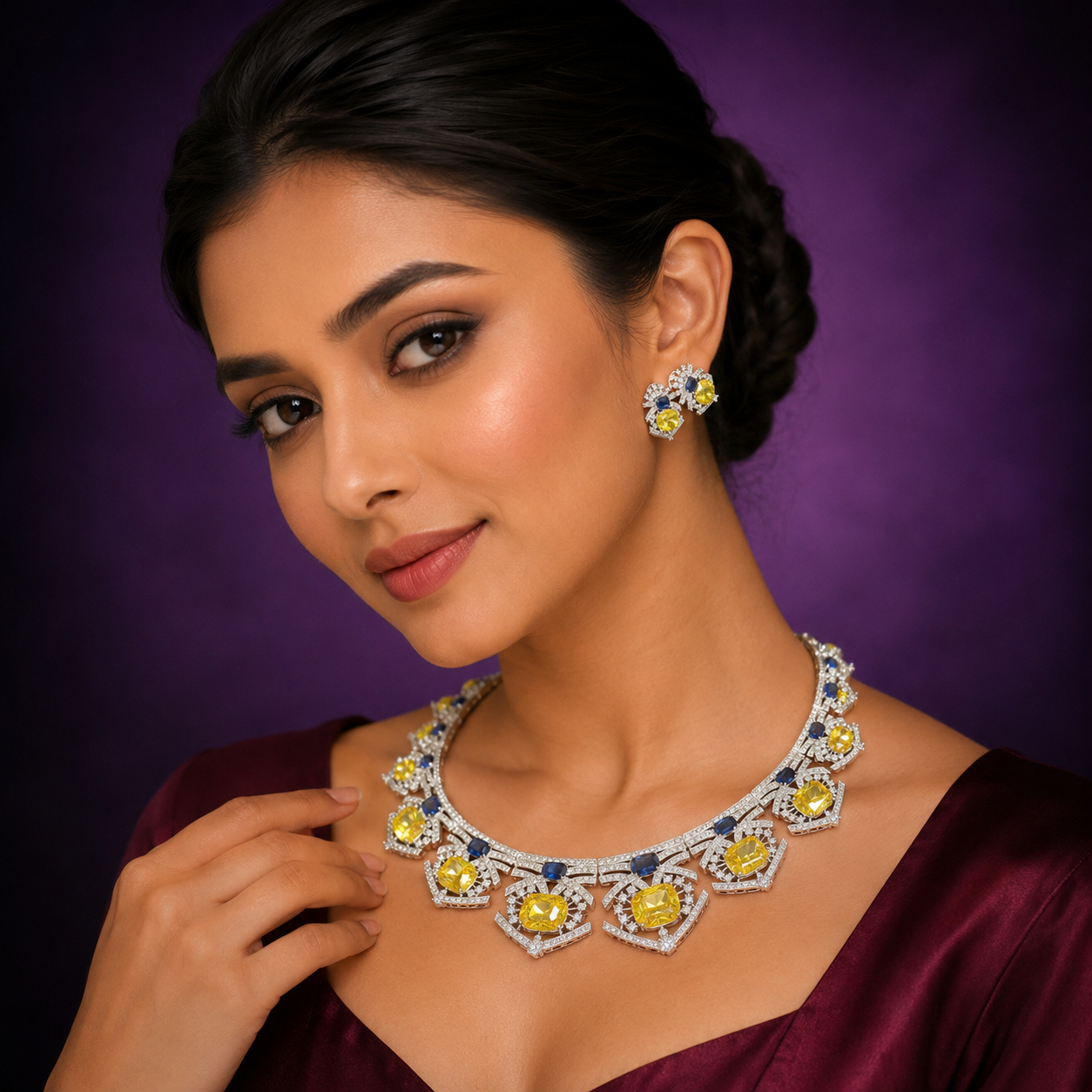 Shimmering Doublet Stone CZ Necklace For Women