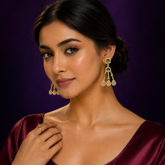 Crystal Stones With CZ Earrings