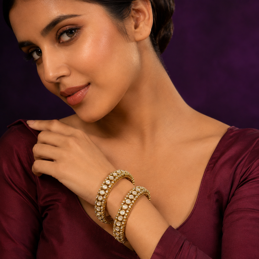 Mehandi Polish Mossanite Bangles For Women