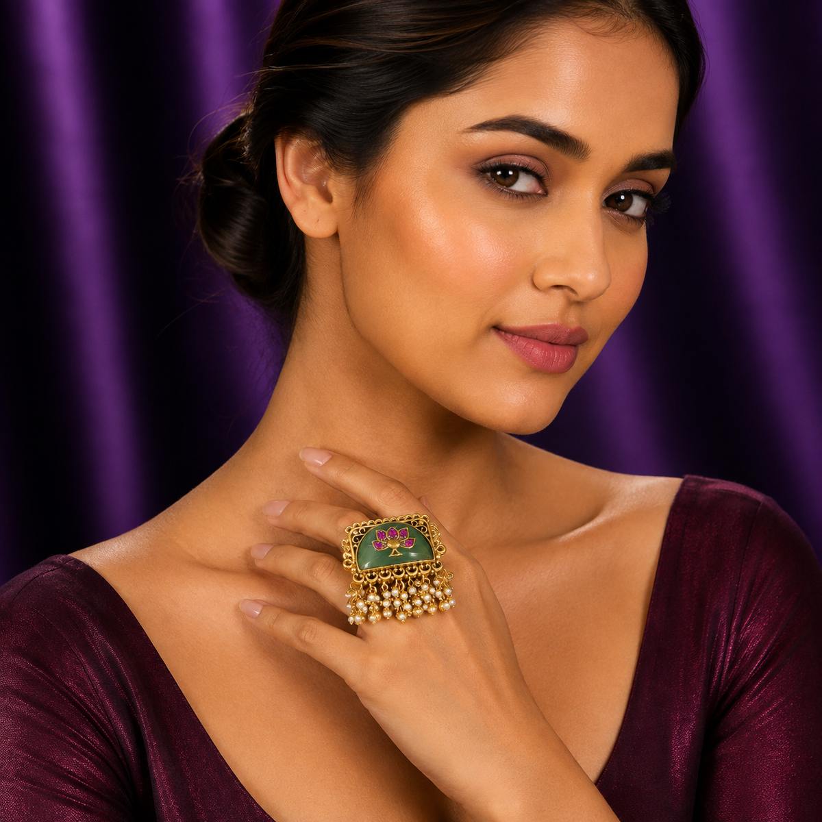 Rajwadi Lotus Ring For Women
