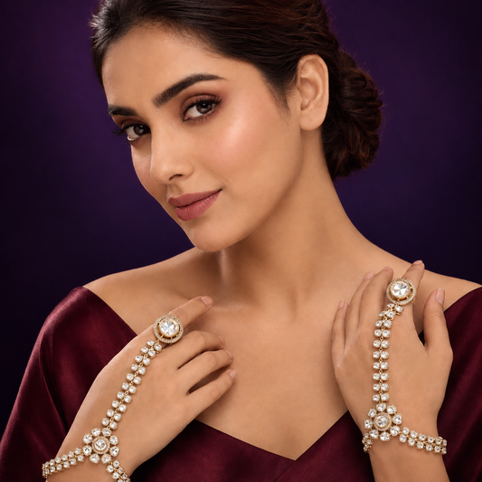 Mosanite Pair Of Hathphool For Womens And Girls