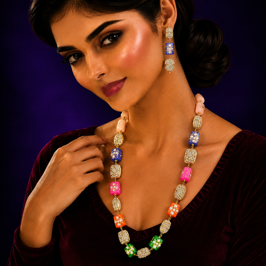 JAIPURI TUMBLES  WITH TURKISH BALLS MALA IN MULTI FOR WOMEN