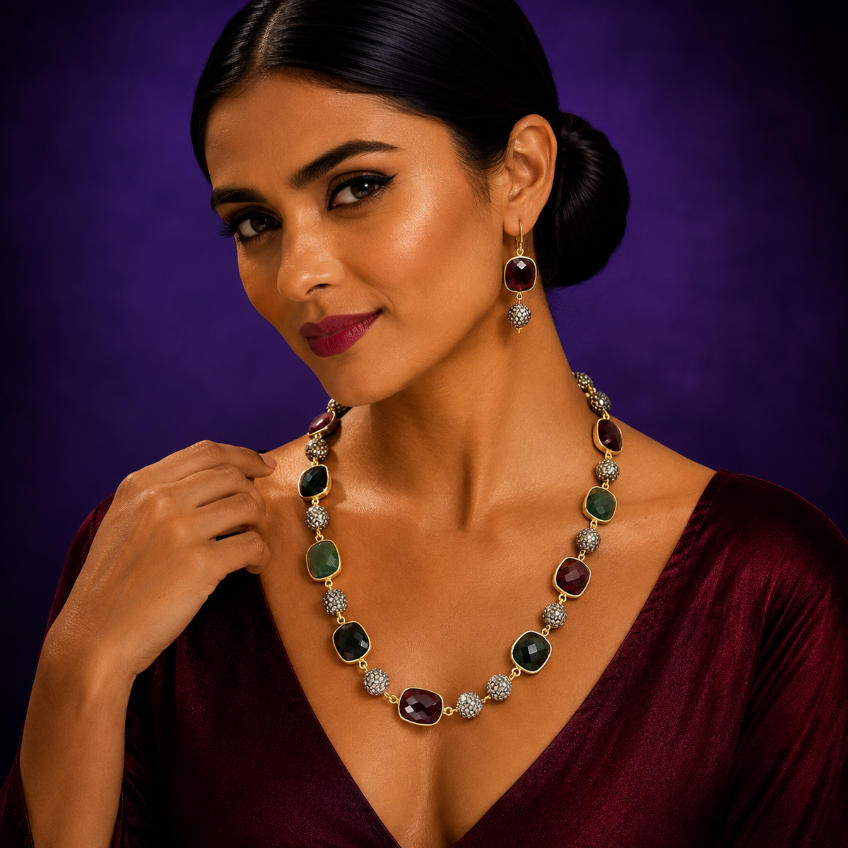 NATURAL STONES IN MULTI MALA FOR WOMEN