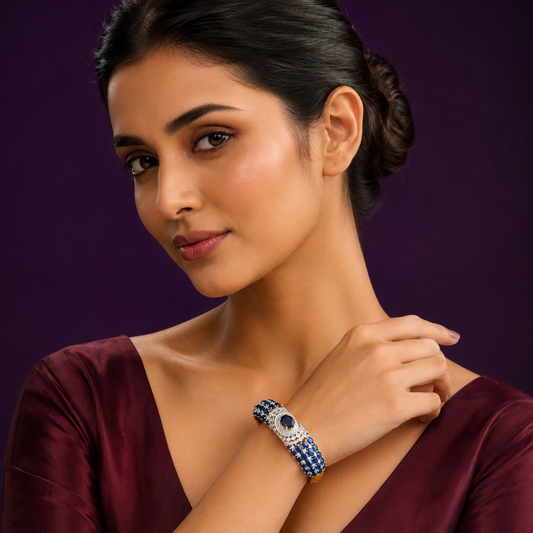 BLUE METAL WITH BLACK CZ STONE DIAMOND