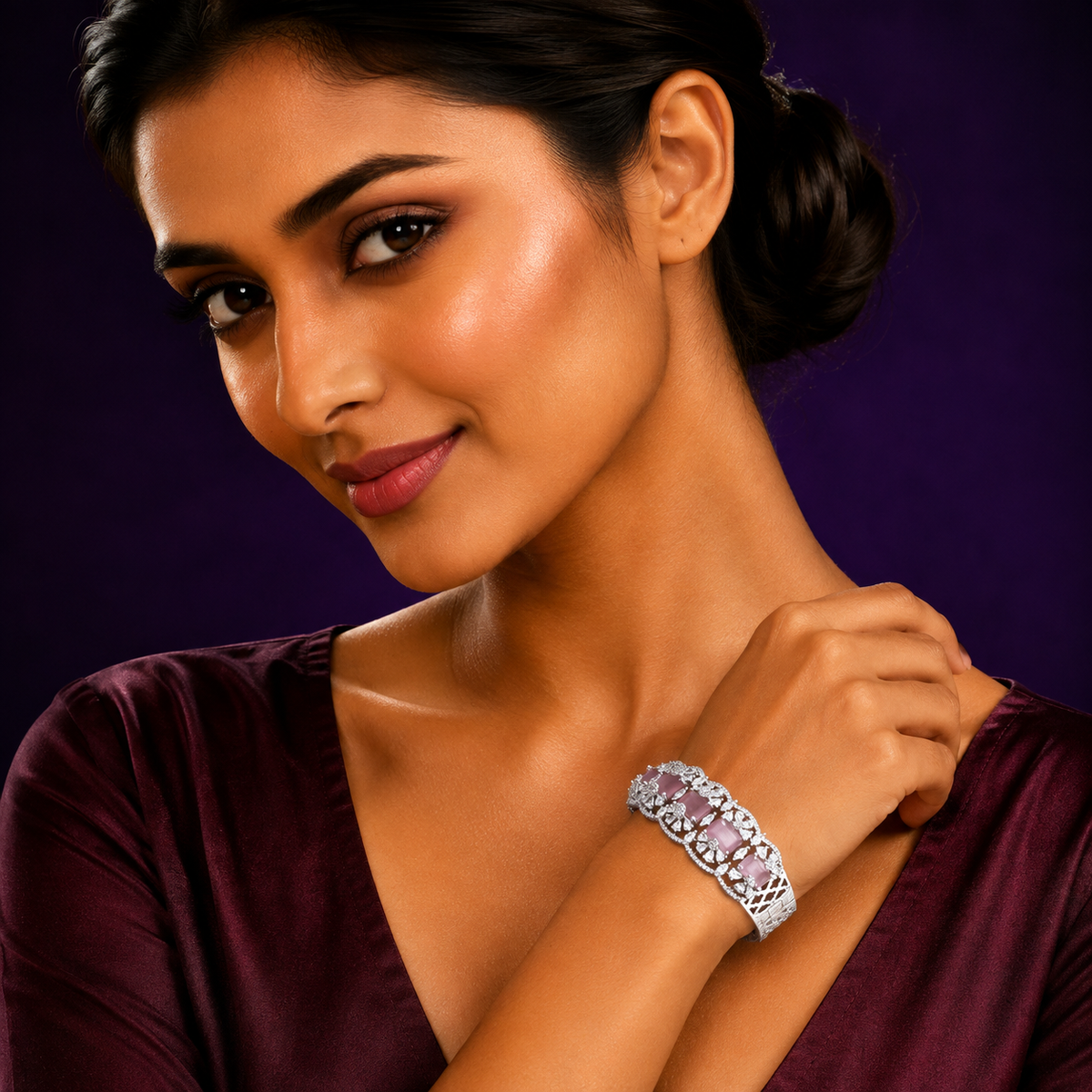 PINK AD DIAMOND BRACELET FOR WOMEN
