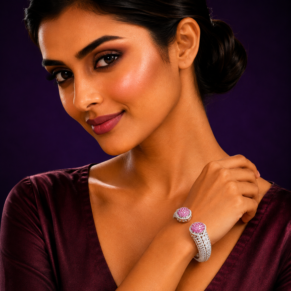 PINK CZ STONE BRACELET FOR WOMEN