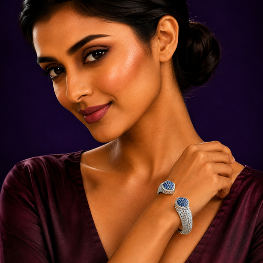 BLUE WITH  CZ STONE  BRACELET FOR WOMEN