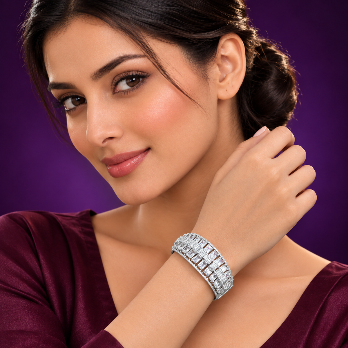 BRACELET WITH SILVER POLISH AND CZ STONE