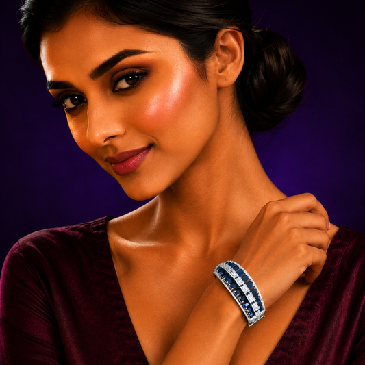 CLASSIC BLUE DIAMOND BRACELET  CZ STONE