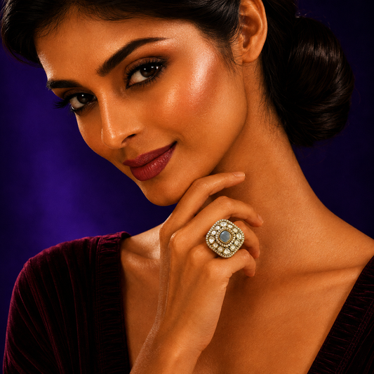 Mehendi polish mossanite ring in for women