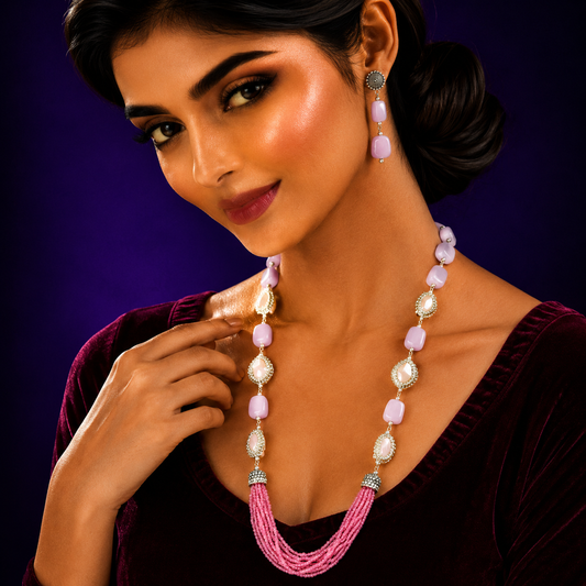 BAROQUE WITH HYDRO STONES MALA IN PINK FOR WOMEN