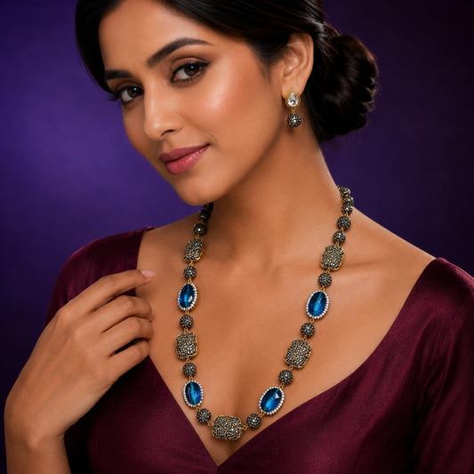Baroque with Blue stones mala for women