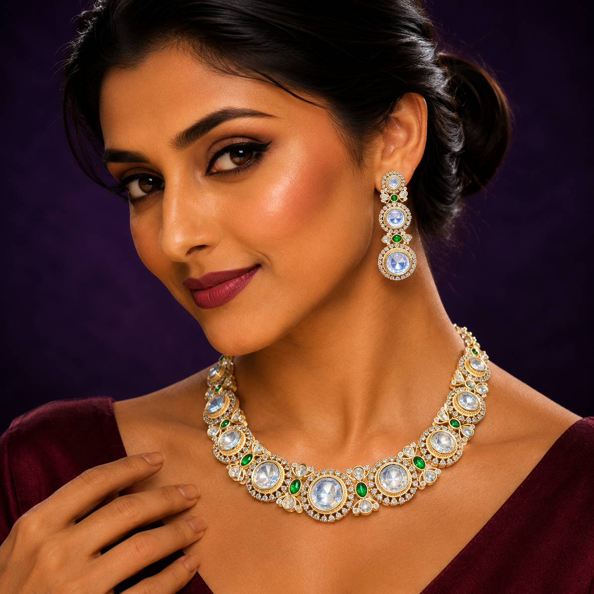 Esha Sunheri kundan party wear necklace For women
