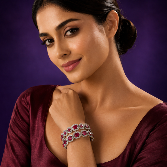 STYLISH AD BANGLES WITH PINK STONE