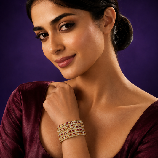MICRO PLATING WITH PINK CZ STONE BANGLES FOR WOMEN