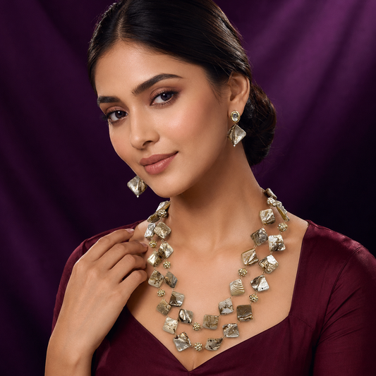 Vanshika Jewels double layered necklace mala for women