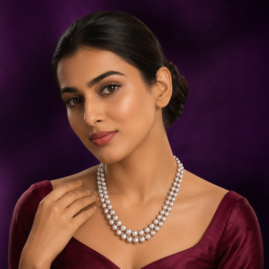 Samira Silver Balls Beaded Double Layered Mala For Women
