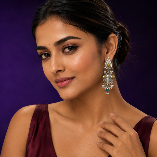 Nia Real  Silver Look Alike Earings For Women