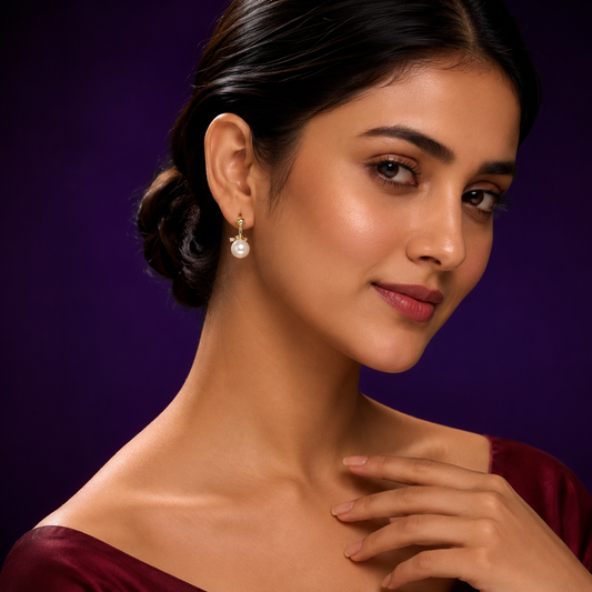 Mahima Dold Plated Pearl Drop Earings For Women