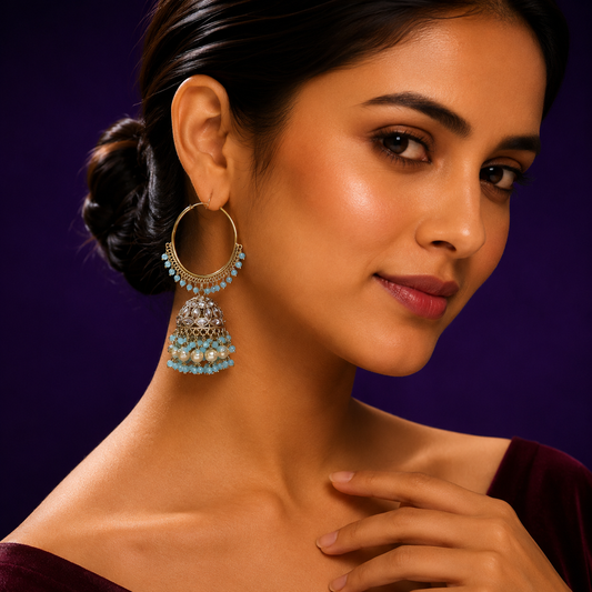 Suhani Gold Plated Kundan Baali In Pearl Drops