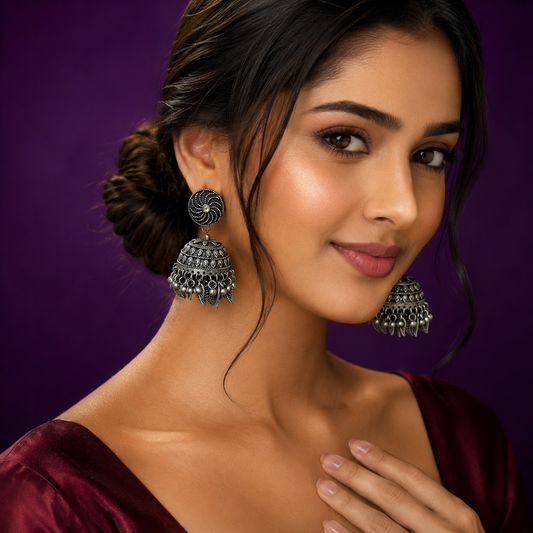 Mony Silver Look ALike Jhumki Earings For Women
