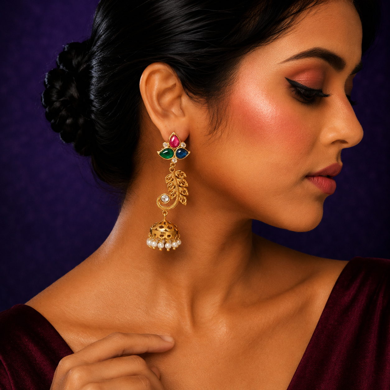 Peacock With Jhumka Earring for woman