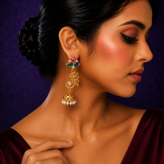 Peacock With Jhumka Earring for woman