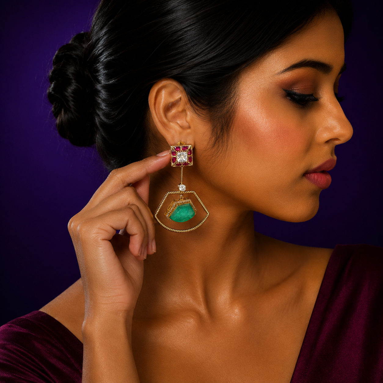 Doublet With Takkar Kundan Earring for woman